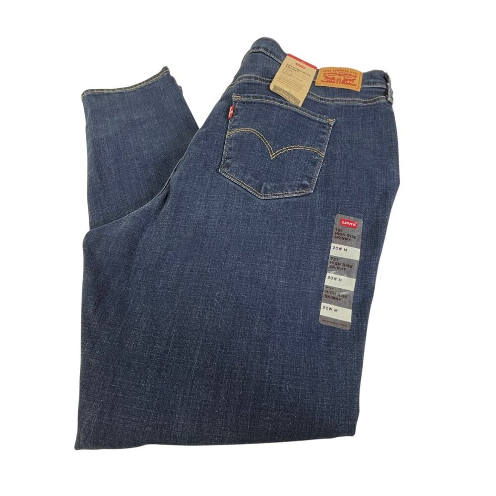 Levis 721 Skinny High Rise Jeans Womens 20W Plus‎ Blue